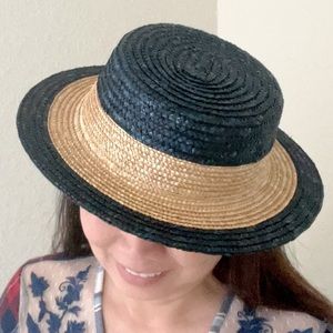 🆕 AQUA Color-blocked Straw Boater Hat